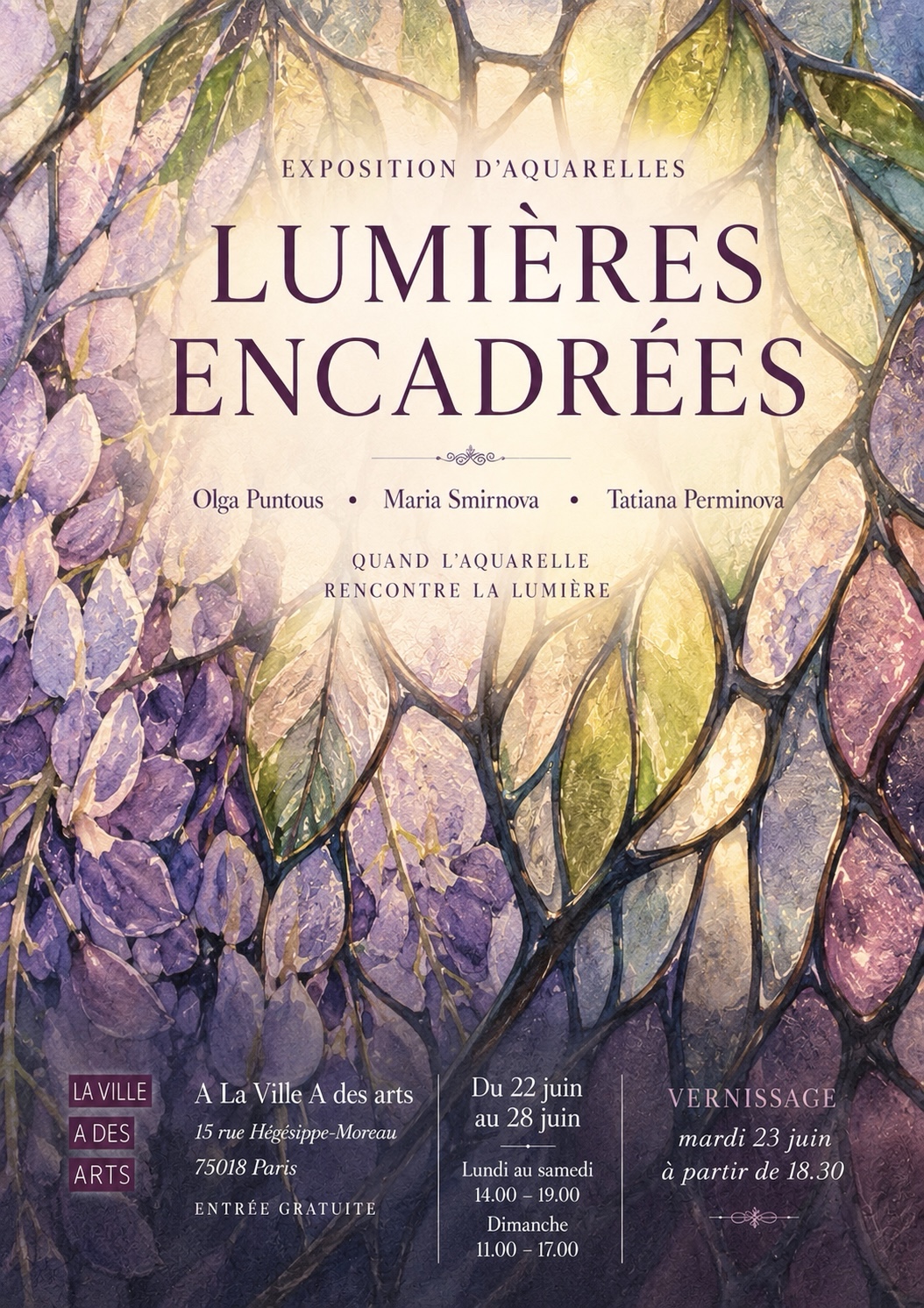 Lumières Encadrées – Exposition d’aquarelles et de luminaires en vitrail à&nbsp;Paris
